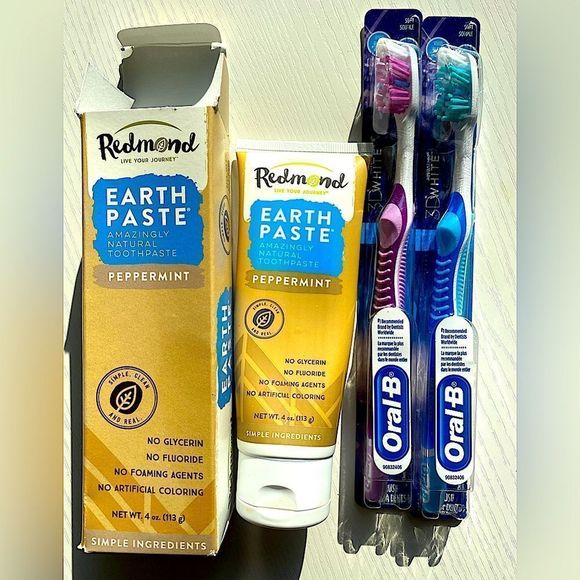 2 Sealed Oral B Toothbrushes & 1 New  REDMOND Natural Non-Fluoride Toothpaste - Picture 8 of 8